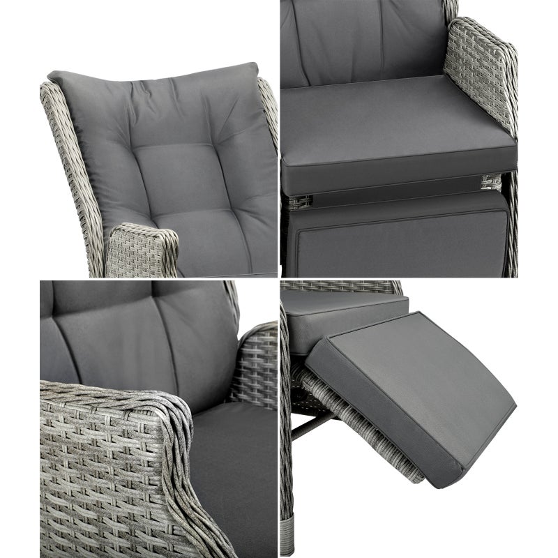 Positano Lux Rattan Wicker Outdoor Lounger Set | Weather Resistant Garden Patio Furniture | Adjustable Cushioned Lounger Sets