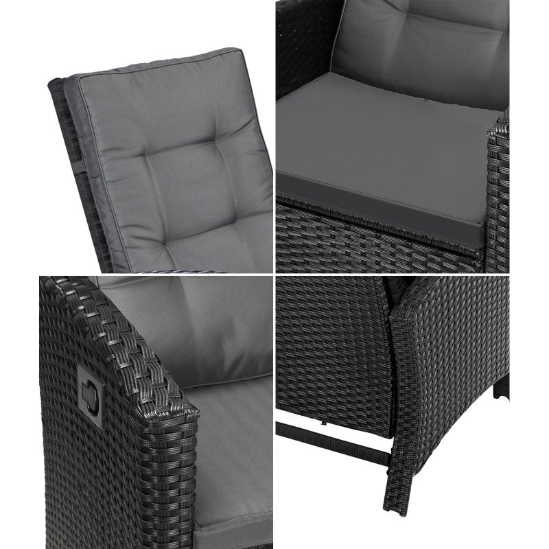 Amalfi Lux Rattan Wicker Outdoor Lounger Set | Weather Resistant Garden Patio Furniture | Adjustable Cushioned Lounger Sets