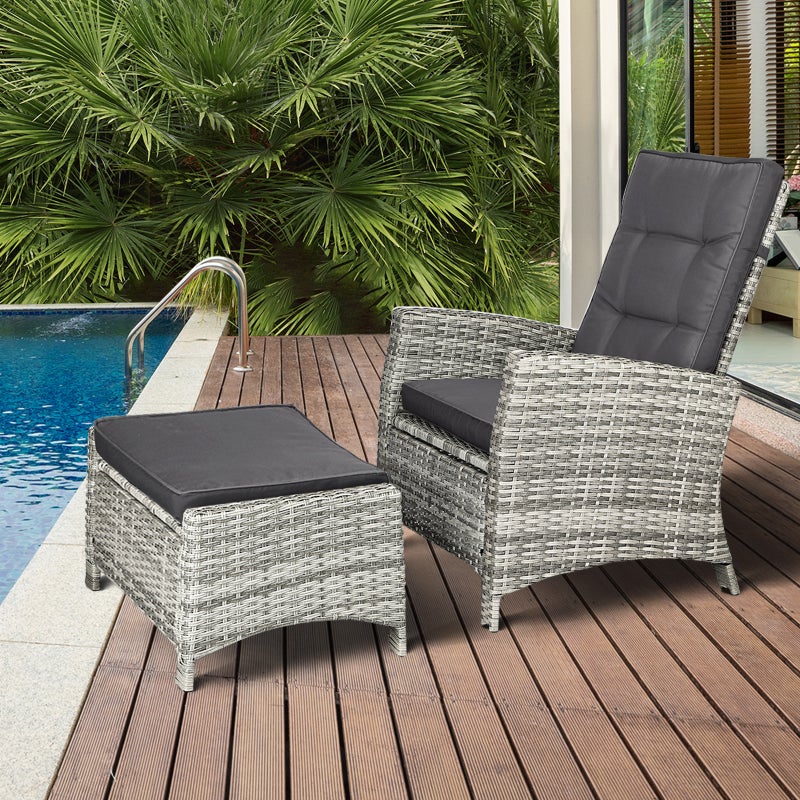 Amalfi Lux Rattan Wicker Outdoor Lounger Set | Weather Resistant Garden Patio Furniture | Adjustable Cushioned Lounger Sets