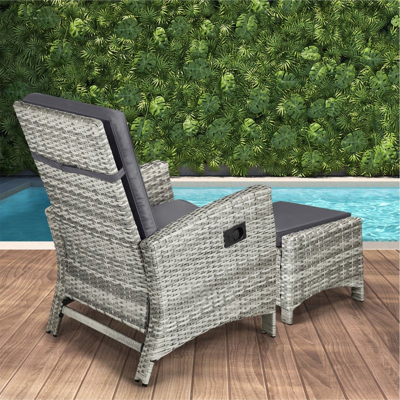 Amalfi Lux Rattan Wicker Outdoor Lounger Set | Weather Resistant Garden Patio Furniture | Adjustable Cushioned Lounger Sets