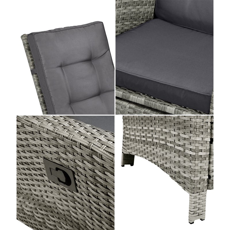 Amalfi Lux Rattan Wicker Outdoor Lounger Set | Weather Resistant Garden Patio Furniture | Adjustable Cushioned Lounger Sets