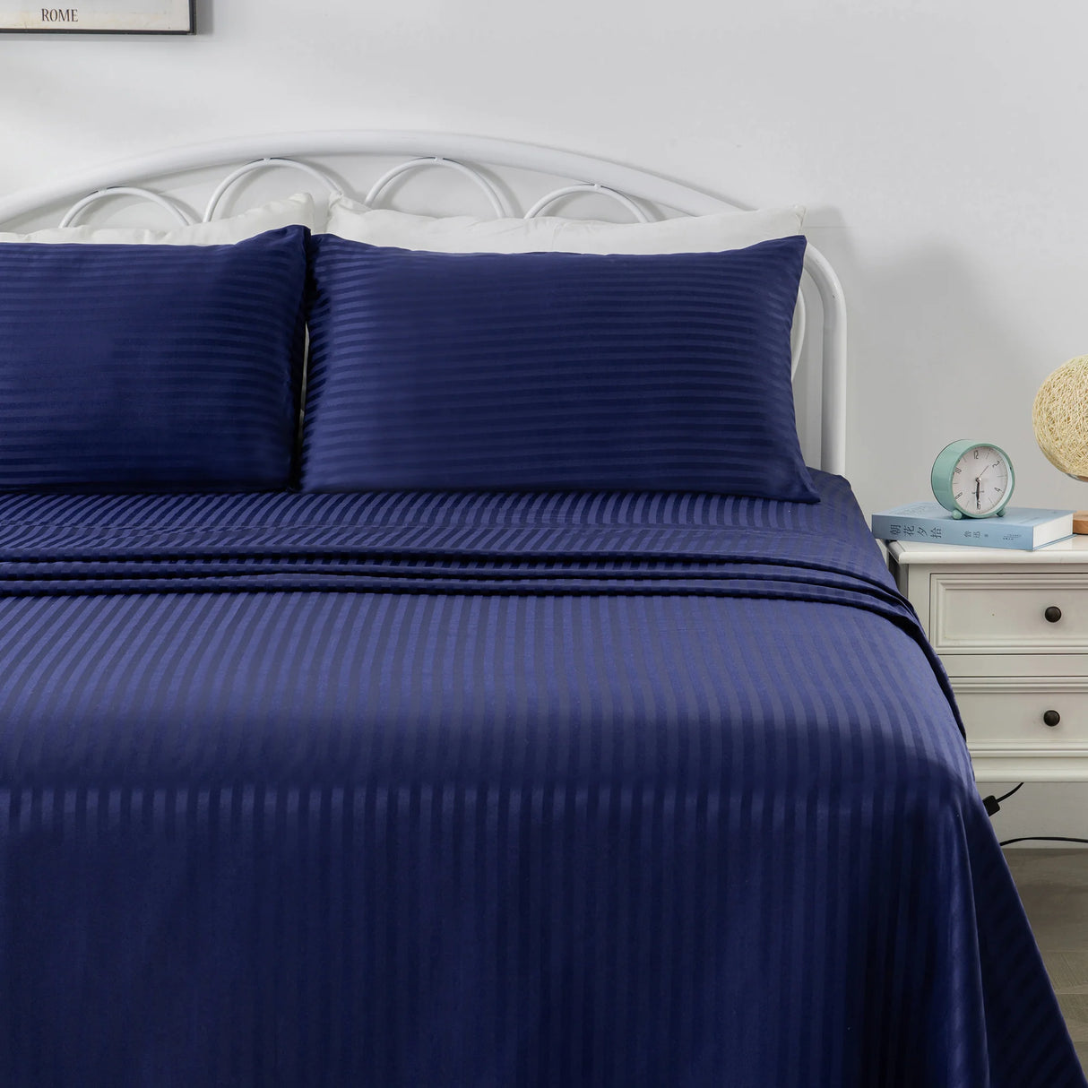 Luxiore 1800TC Super Soft Silky Brushed Microfibre Sheet Set | Luxury Pin Stripe Microfibre Sheets
