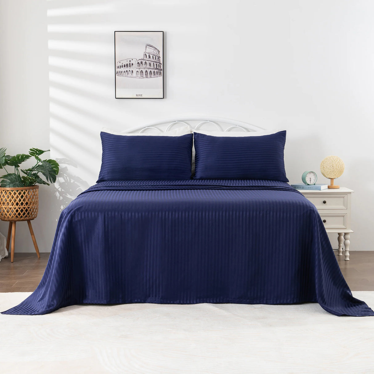 Luxiore 1800TC Super Soft Silky Brushed Microfibre Sheet Set | Luxury Pin Stripe Microfibre Sheets