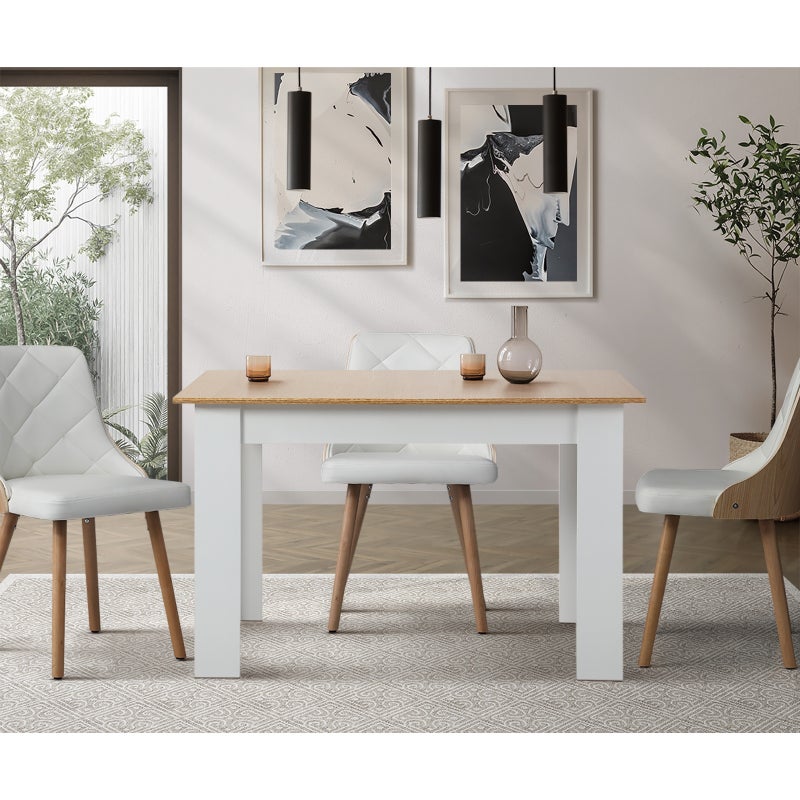 Bianco Nuovo Extendable 120-160cm Dining Table | Wooden Finish Modern ...