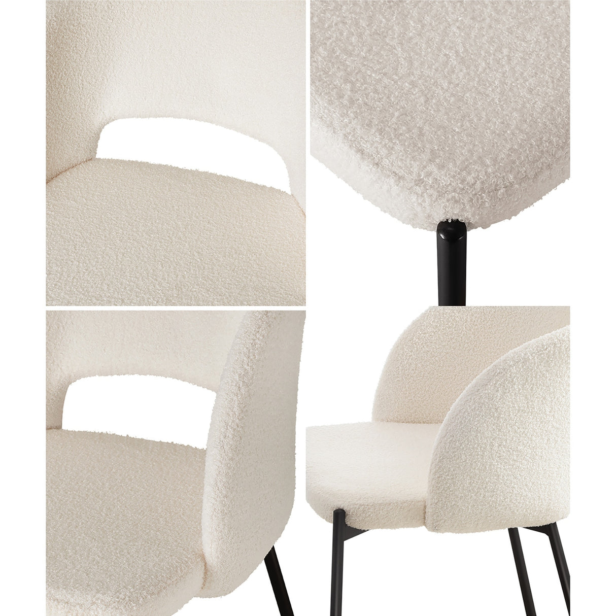 Set of Two Teddy Millie Boucle Fabric Dining Chairs | Premium Boucle or Fabric Dining Chair Set