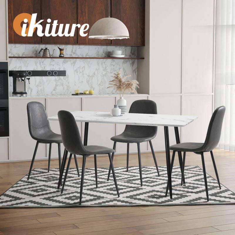 Set of 2 Murano PU Leather Soft Padded Dining Room Chairs | Slim PU Leather Modern Dining Chairs Set