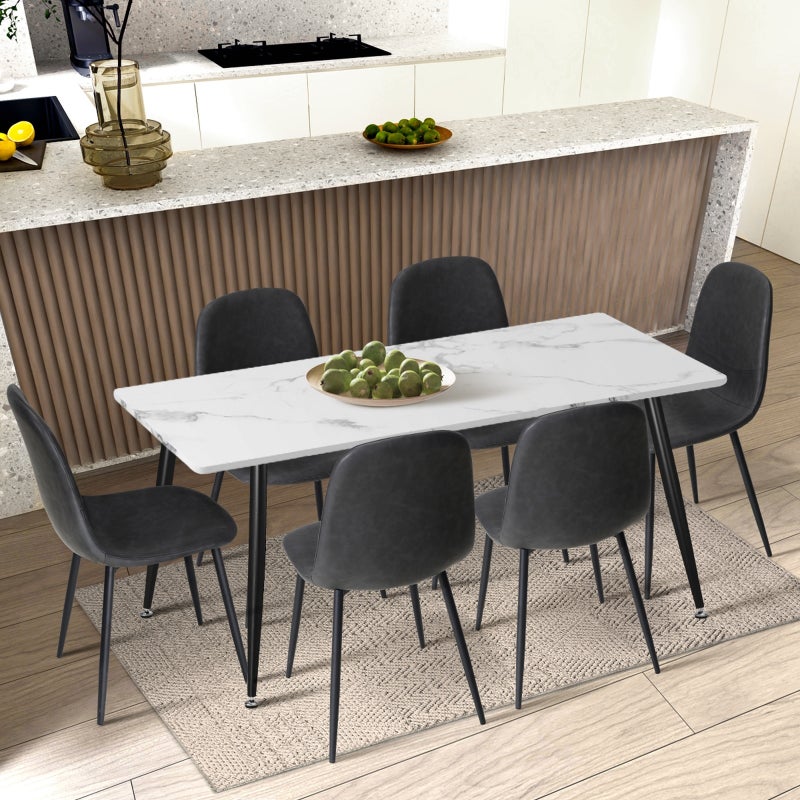 Set of 2 Murano PU Leather Soft Padded Dining Room Chairs | Slim PU Leather Modern Dining Chairs Set