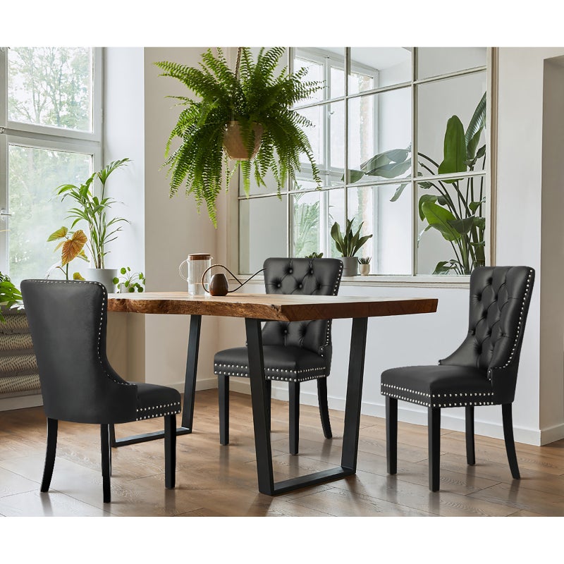 Set of Two Amelia Velet Soft Tufted Dining Chairs | Premium Plush Dining Chairs
