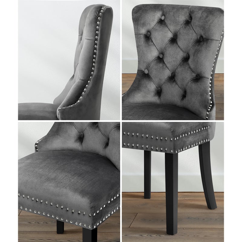Set of Two Amelia Velet Soft Tufted Dining Chairs | Premium Plush Dining Chairs