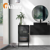 Amaro Nero Tempered Glass Bathroom Cabinet Storage Unit | Multi Storage Laundry or Bathroom Cupboard