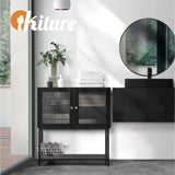 Amaro Nero Tempered Glass Bathroom Cabinet Storage Unit | Multi Storage Laundry or Bathroom Cupboard