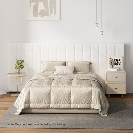 Teddy Milo Boucle Premium Headboard | Soft Touch Snow White Luxury Elegant Bed Head | Multisize Fit