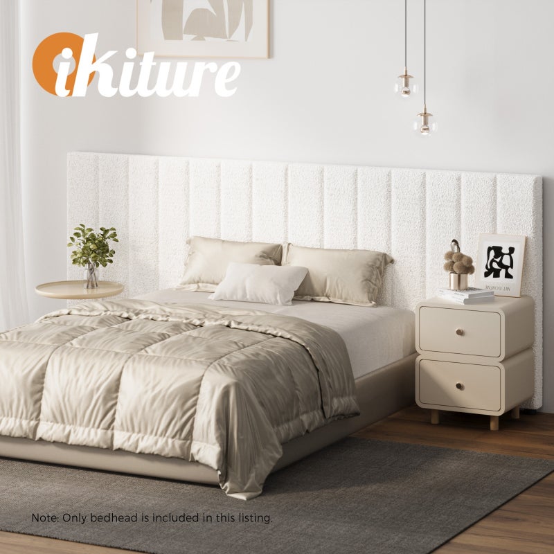 Teddy Milo Boucle Premium Headboard | Soft Touch Snow White Luxury Elegant Bed Head | Multisize Fit