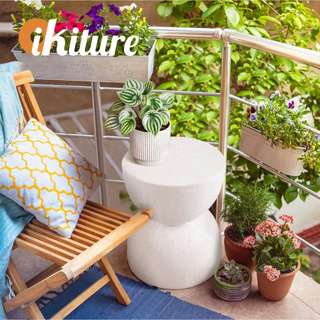 Terzzi Two In One Concrete Hourglass Stool or Bedside Table | Indoor Outdoor Modern Side Table Stool