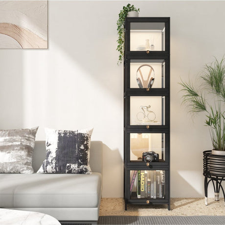 Centrum Bamboo Multi Tier Storage Unit | Versatile Bamboo and Acrylic Display Cabinet