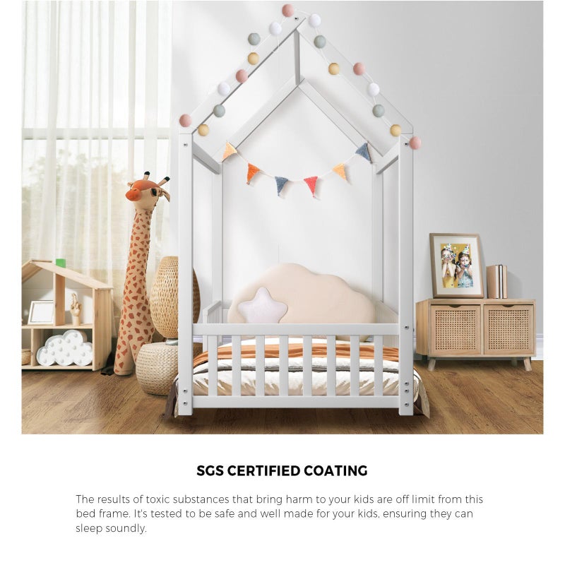 Scandi Wooden Kids House or Teepee Bed with Mattress Set | Children's Bed and Mattress Combo