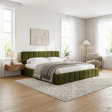 Botelia Green Boucle Low Profile Bed Frame| Luxurious Tufted  Premium Fabric Ground Bed