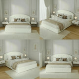Allure Teddy Boucle Premium Gas Lift Storage Bed |White Bed and Storage Combo with USB Charging Built In