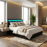 Premium Milano Black PU Leather LED Gas Lift Storage Bed | Two In One Black Bed Frame and Storage Combo