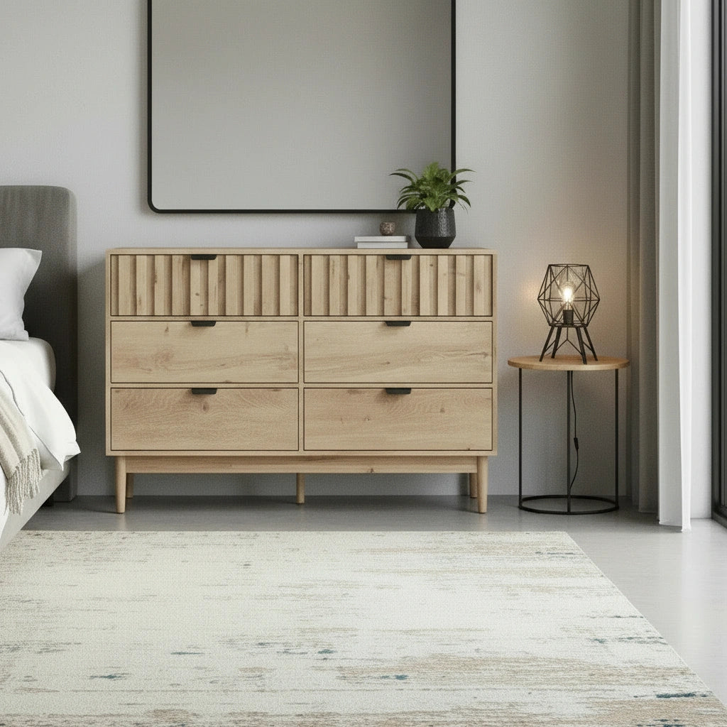Centrum Aria 6 Drawer Tallboy Dresser | Modern Bedroom Storage Unit Cabinet