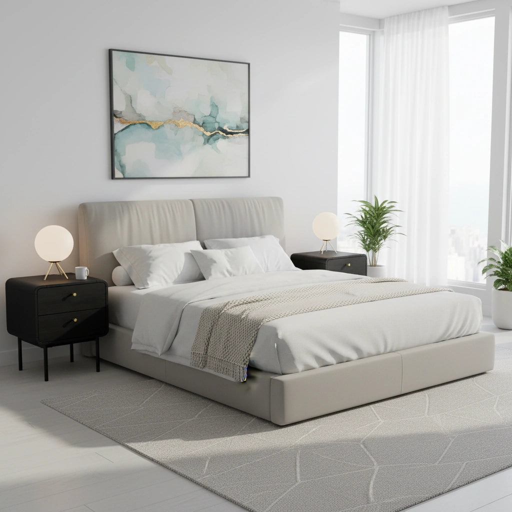 Set of 2 Vesio Scandi Style Bedside Tables | Modern Woodgrain Texture Nightstands