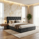 Premium Milano Grey Soft Velvet Fabric Gas Lift Storage Bed | Two In One Bed and Storage Combo Bed Frame