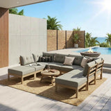 Playa Orsini Wooden Outdoor Lounge Set with Table | Modern Beige Cushion Outdoor Lounge Set