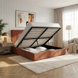 Premium Milano Rust Soft Fabric Gas Lift Storage Bed | Two In One Bed and Storage Combo Bed Frame