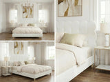 Millie Tuffted Clouds Soft Boucle Fabric White Bed | Cushioned Touch White Upholstered Boucle Bed Frame