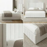 Allure Royale Boucle Fabric Gas Lift Storage Bed | Two In One Bed and Storage Combo Bed Frame in Boucle