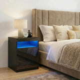 Grazio Modern LED Bedside Table | Gloss Storage Draw One Shelf Nightstand