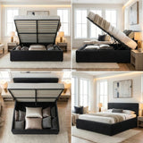 Premium Milano Black PU Leather LED Gas Lift Storage Bed | Two In One Black Bed Frame and Storage Combo