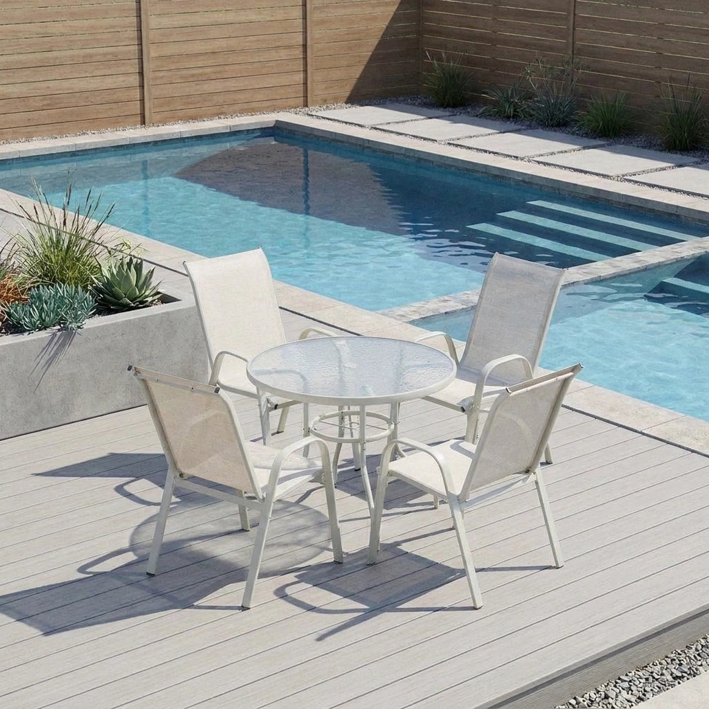 Solero 5 Piece Outdoor Dining Set | 90cm Round Table Outdoor Bistro Set