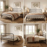 Forma Vintage Full Metal Extra Strong Bed Frame | Star Design Metal Bed in Black