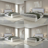 Neom Luxe Teddy Boucle Padded LED Bed Frame | Modern White Boucle Gas Lift Storage Bed with LED Lighting