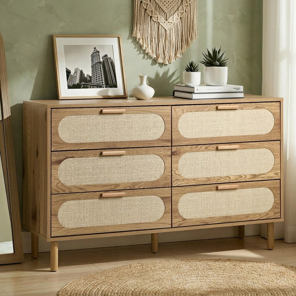 Maison Rattan 6 Chest of Drawers Dresser Cabinet | Rattan Storage Unit Furniture