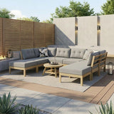 Playa Orsini Wooden Outdoor Lounge Set with Table | Modern Grey Cushion Outdoor Lounge Set
