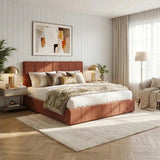 Premium Milano Rust Soft Fabric Gas Lift Storage Bed | Two In One Bed and Storage Combo Bed Frame