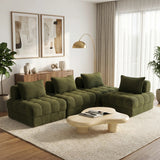 Amorio Verde Modular Sofa Lounge Set | Adjustable Armless Boucle Green Fabric Sofa Modular Lounge