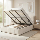 Teddy Milo Boucle Fabric Deluxe Gas Lift Storage Bed Frame  | Embossed Fabric Gas Lift Modern Bed