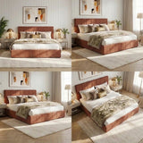 Premium Milano Rust Soft Fabric Gas Lift Storage Bed | Two In One Bed and Storage Combo Bed Frame