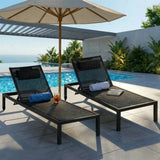 Positano Adjustable Aluminium Siesta Sun Lounge |Black Outdoor Pool Lounger Day Bed With Moveable Wheels