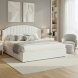 Allure Teddy Boucle Premium Gas Lift Storage Bed |White Bed and Storage Combo with USB Charging Built In