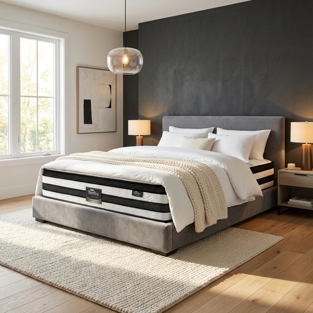 7 Zone Super Cool Gel Memory Foam Premium Mattress | 6 Turn Shock Absorbing Coil Support Medium firm Hypo Allergenic Matrress