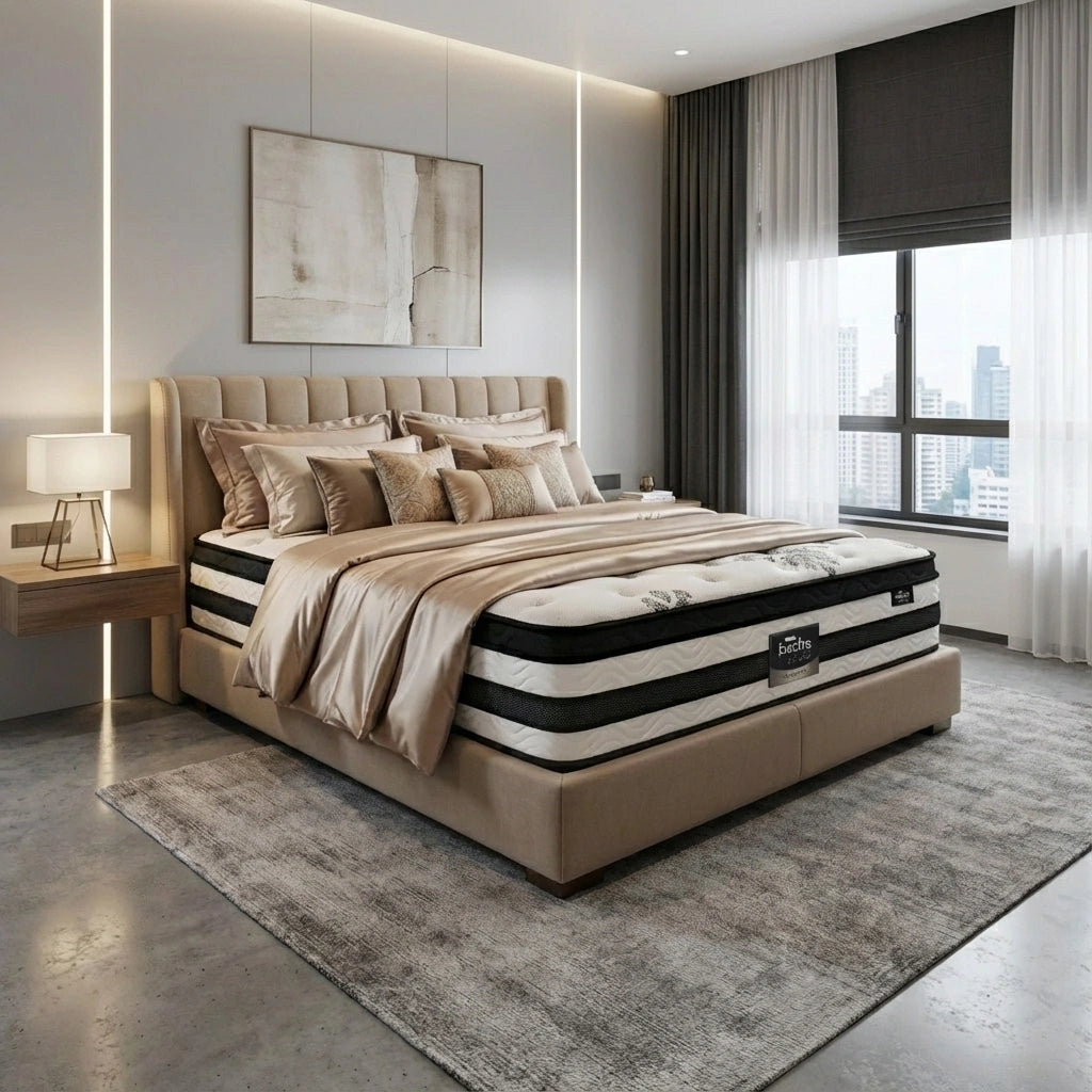 7 Zone Super Cool Gel Memory Foam Premium Mattress | 6 Turn Shock Absorbing Coil Support Medium firm Hypo Allergenic Matrress