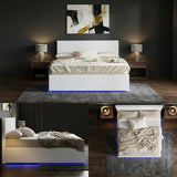 Premium Milano LED White Boucle Fabric Gas Lift Storage Bed | Glow Cushioned Two In One Bed and Storage Combo