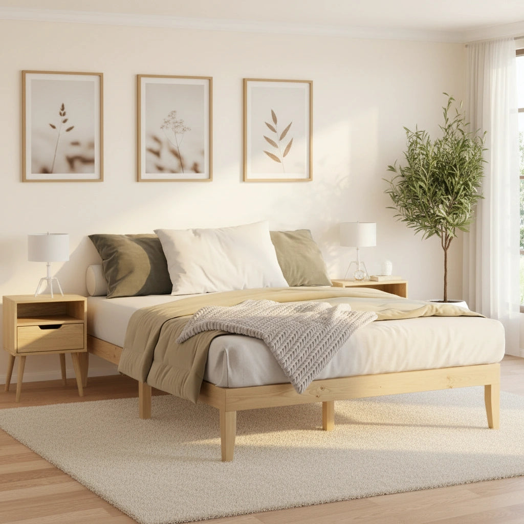 Milano High Quality Solid Wooden Timber Bed Base | Easy Assembly Quality Platform Bed | Minimalistic Bed Base