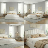 Teddy Ripple Boucle Fabric Gas Lift Storage Bed Frame | Luxe Fabric Gas Lift Modern Bed