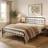 Forma Vintage Full Metal Extra Strong Bed Frame | Star Design Metal Bed in Black