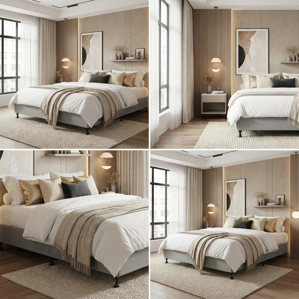 Vienna Luxe Fabric Platform Bed Base | Verstaile Modern Sleek Fabric Bed Base